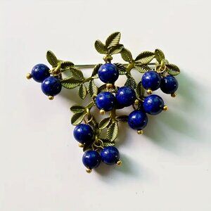 Stunning Blue Dangle Beads • Berry Brooch